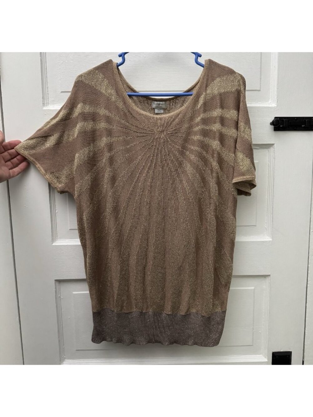 Jaclyn Smith Collection XXL Bronze Gold Metallic Knit Dolman Sweater Top
